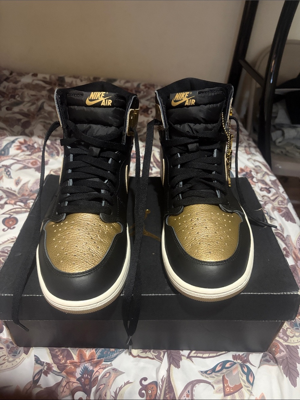 Men’s High-Top Air Jordan 1’s - Black & Gold